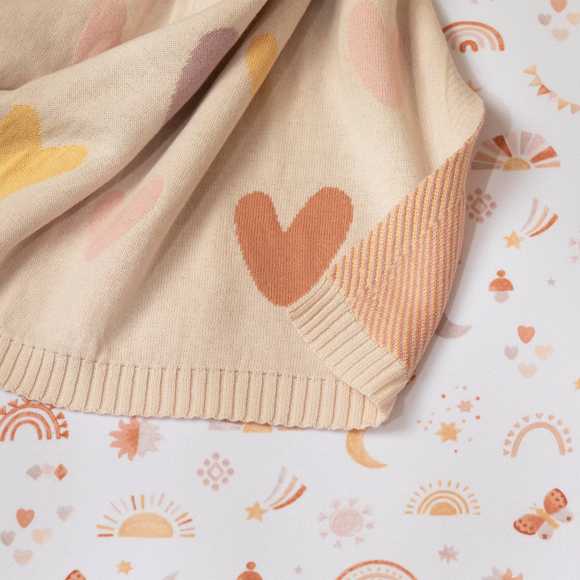 Living Textiles - Wholesale Bedding blanket – Kids & Baby - Jacquard Blanket - Bohemian Bliss/ Hearts1