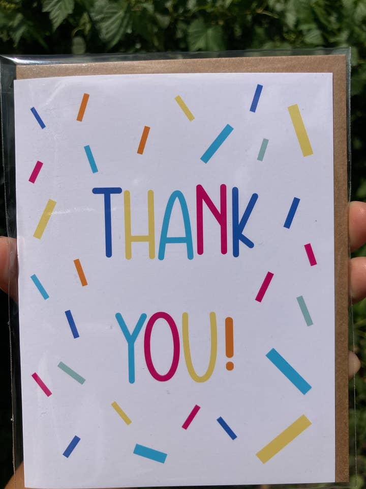 Tarjeta de felicitación de confeti de agradecimiento para venta al por mayor de Jenn L Design