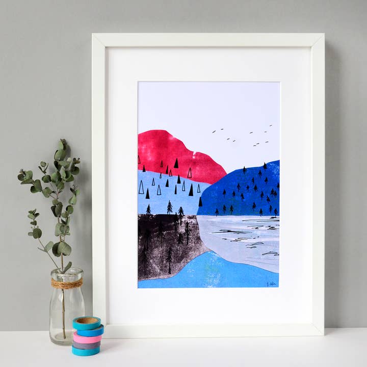 Mountains Art Print for wholesale by Fiona Clabon Illustration