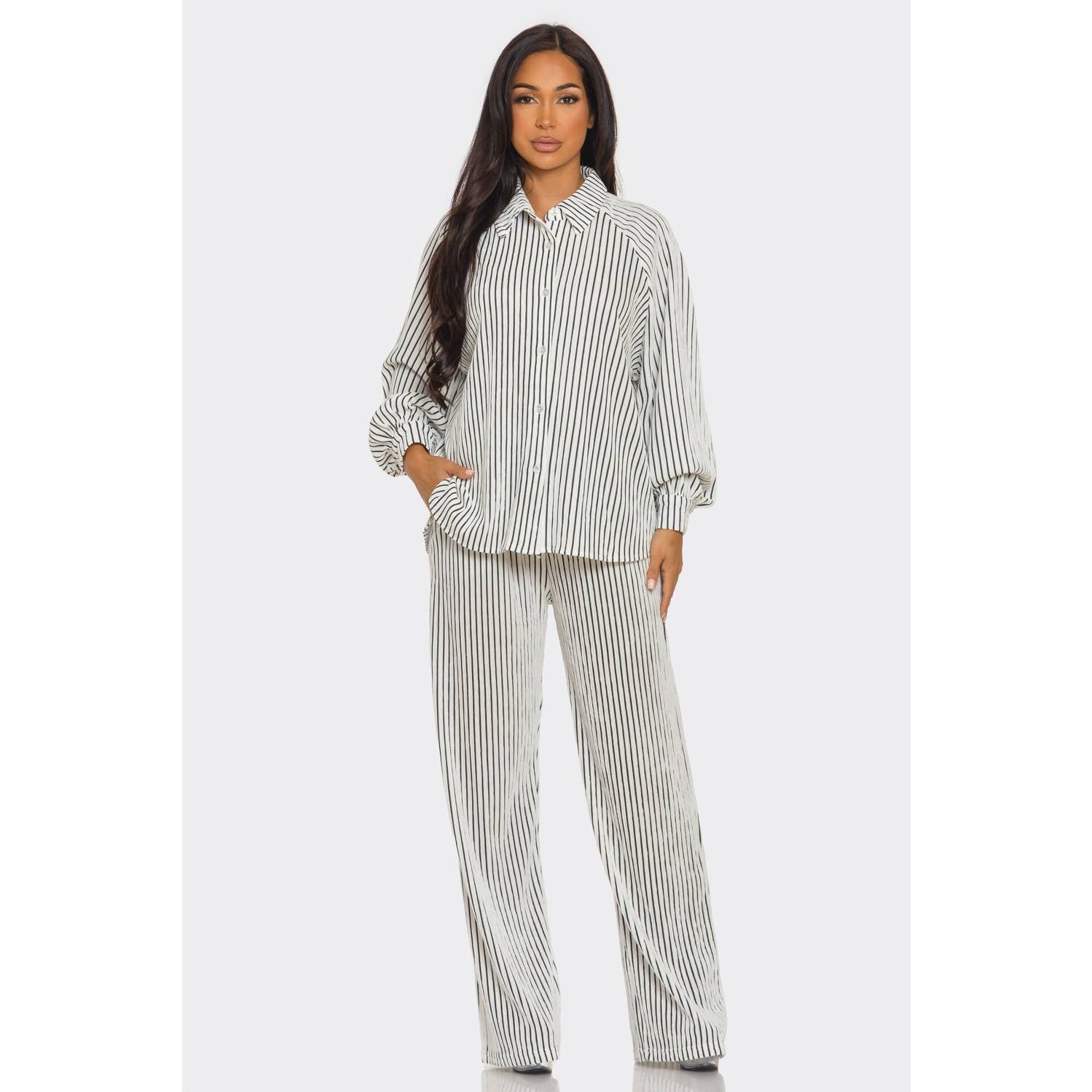 ITSSY - Wholesale Top & Pant Set (NOT Loungewear) - Women's - Button Down Shirt and Pant Set11