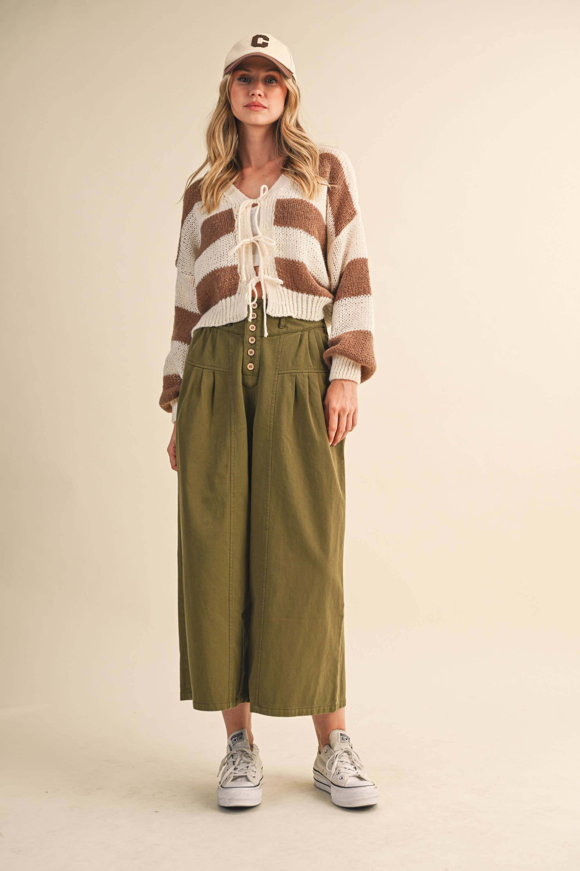 Klesis – wholesale Pants – Women's – IP1419 COTTON TWILL HIGH WAIST CROPPED WIDE LEG PANTS12