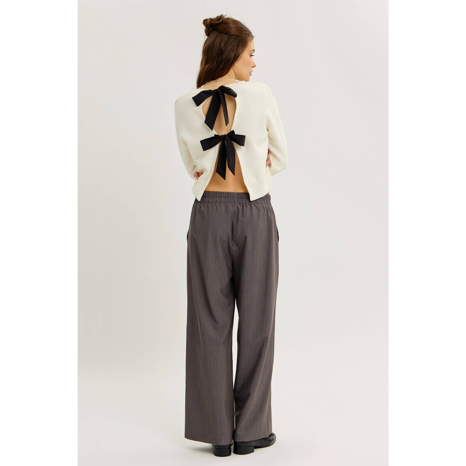 idem ditto – Pulôver - Mulher por atacado – TOP DE MALHA COM LAÇO NAS COSTAS E DECOTE REDONDO EM CONTRASTE23