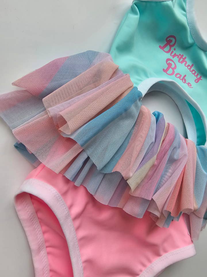 Fancy Shmancy Baby - Wholesale One Piece Swimsuit - Kids - Birthday Babe One piece Swim
