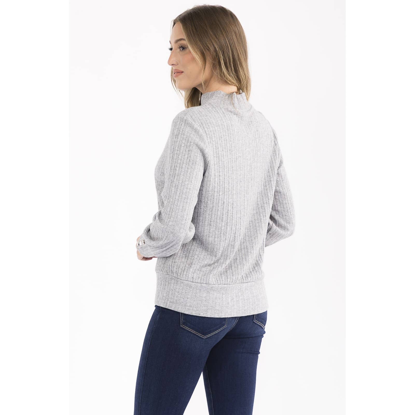 Perseption - Venta al por mayor Jersey de punto - Mujer - SUDADERA CON CUELLO SIMULADO Y BOTONES DE PERLA6