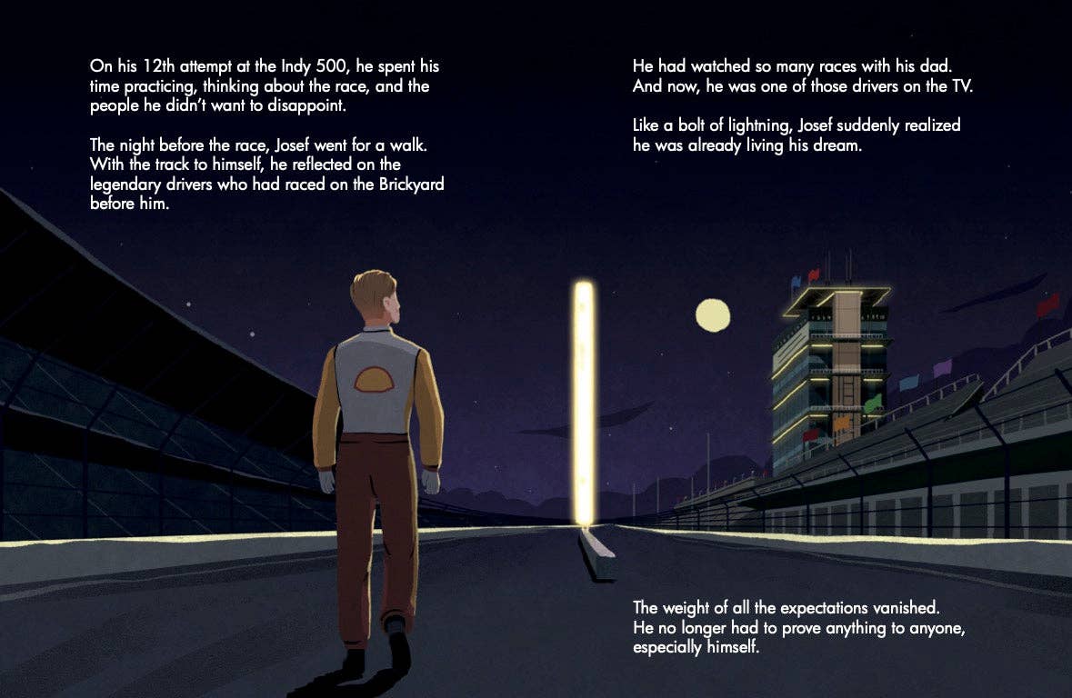 Red Racer Books - Vente Livre pour enfants de maternelle (de 3 à 5 ans) - Le grand rêve de Joseph : une histoire de l'INDY 500 - Livre pour enfants à couverture rigide14