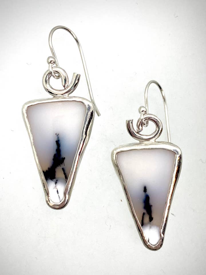 Sterling and Dendritic Opal Earrings for wholesale by Morgan McGeehan Designs