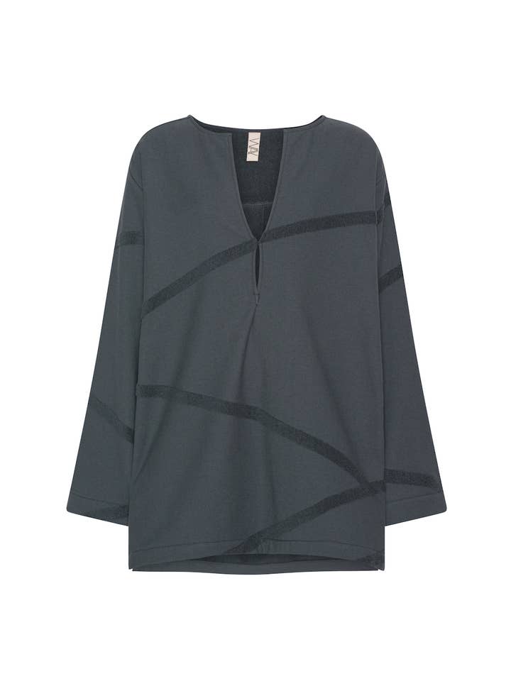 Dunkelgraues Kaftan-Top aus nachhaltiger Frottee-Baumwolle (unisex) für den Großhandel von WAY