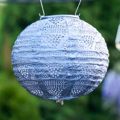 Stella Globe 8" Solar Lantern - Metallic Blue for wholesale by Allsop Home & Garden