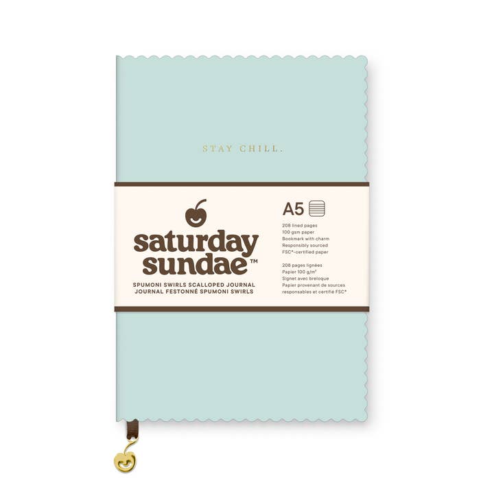 Mint Chip A5 Spumoni Swirls Scalloped Journal for wholesale by Saturday Sundae