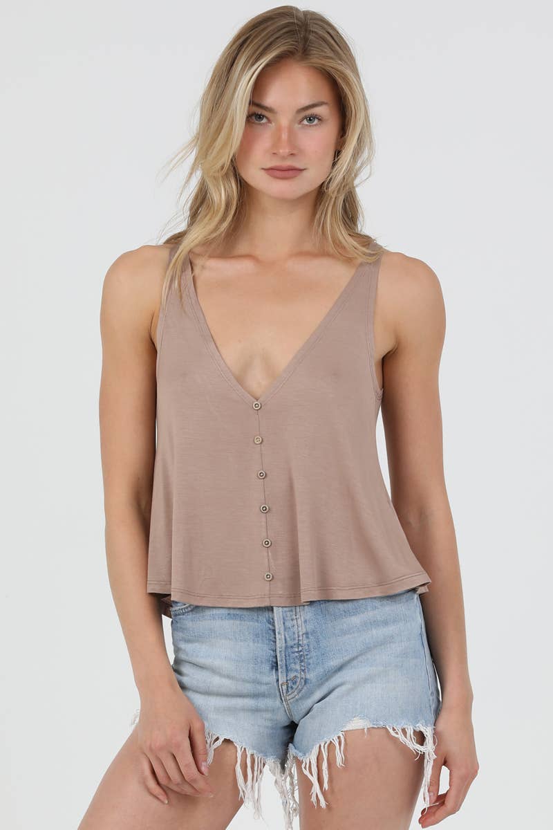 ANGIE – Engroshandel Tanktop – Kvinder – X2T72-ASIS SVINGENDE TANK TOP MED V-HALS MED ÅBEN RYG BASISTANK41