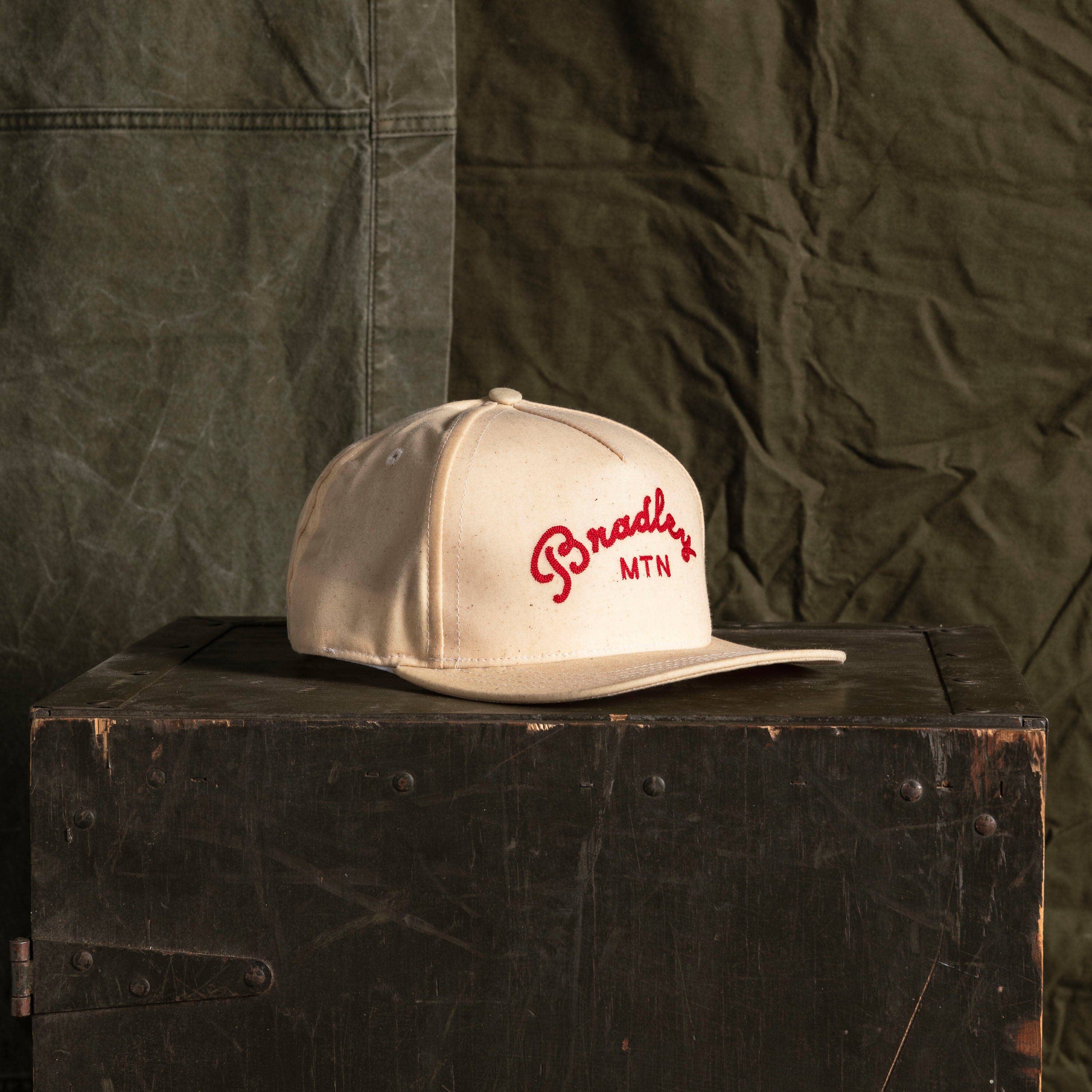 Bradley Mountain - Wholesale Baseball Cap - Men&#x27;s - Chainstitch Camper Hat - Oatmeal/Red3