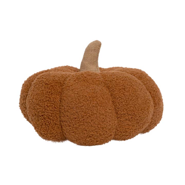 Rust Sherpa Pumpkin Pillow, Fall Decor for wholesale by Pearhead