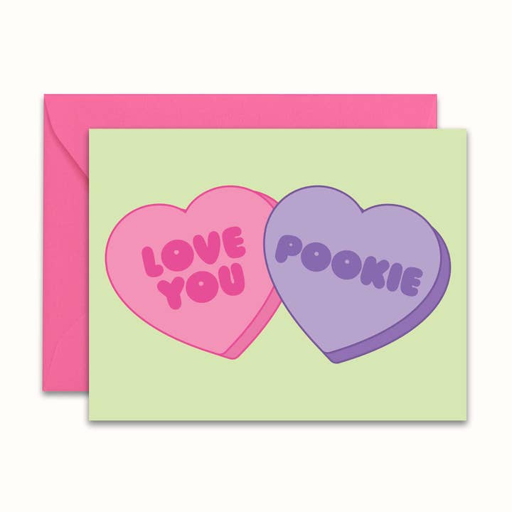 Love You Pookie Conversation Hearts Card for wholesale by No Yeah For Sure