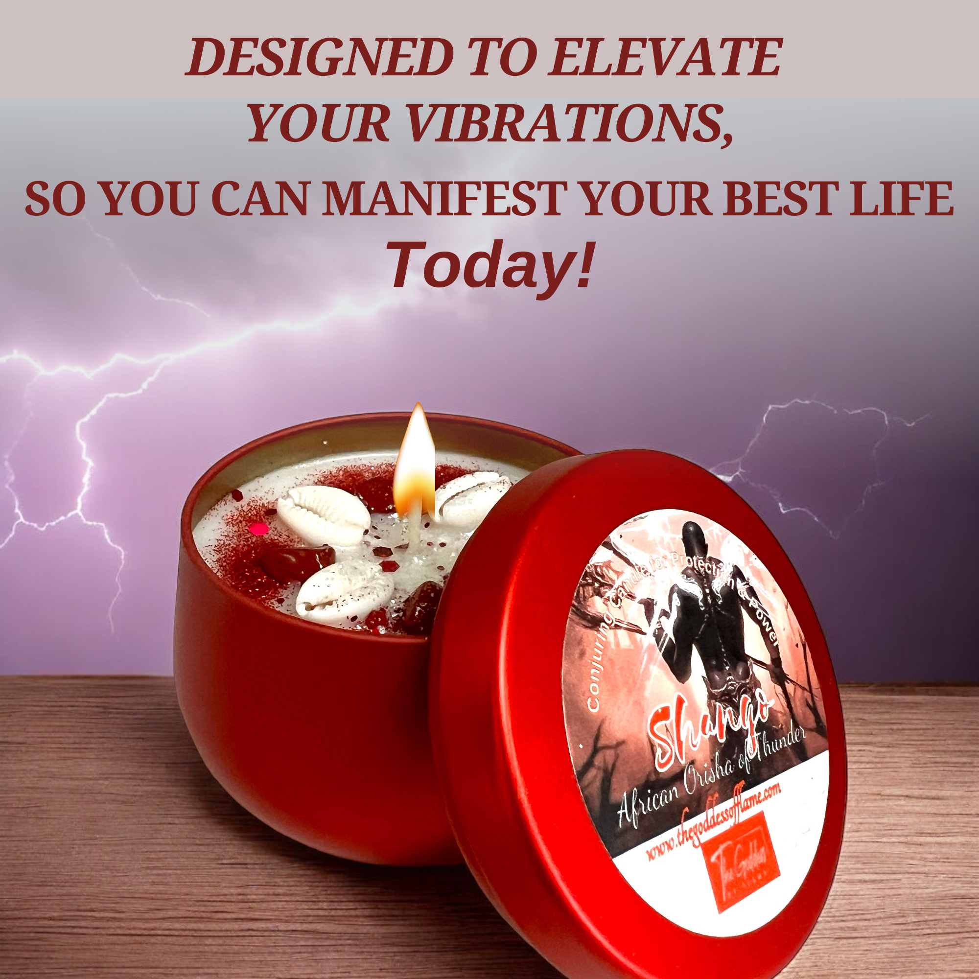 Rouge Bougie magique d'offrande spirituelle Shango, dieu du tonnerre en vente sur Faire5