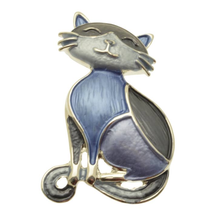 Blue Whisker Cat Magnetic Brooch for wholesale by Miss Milly Limited