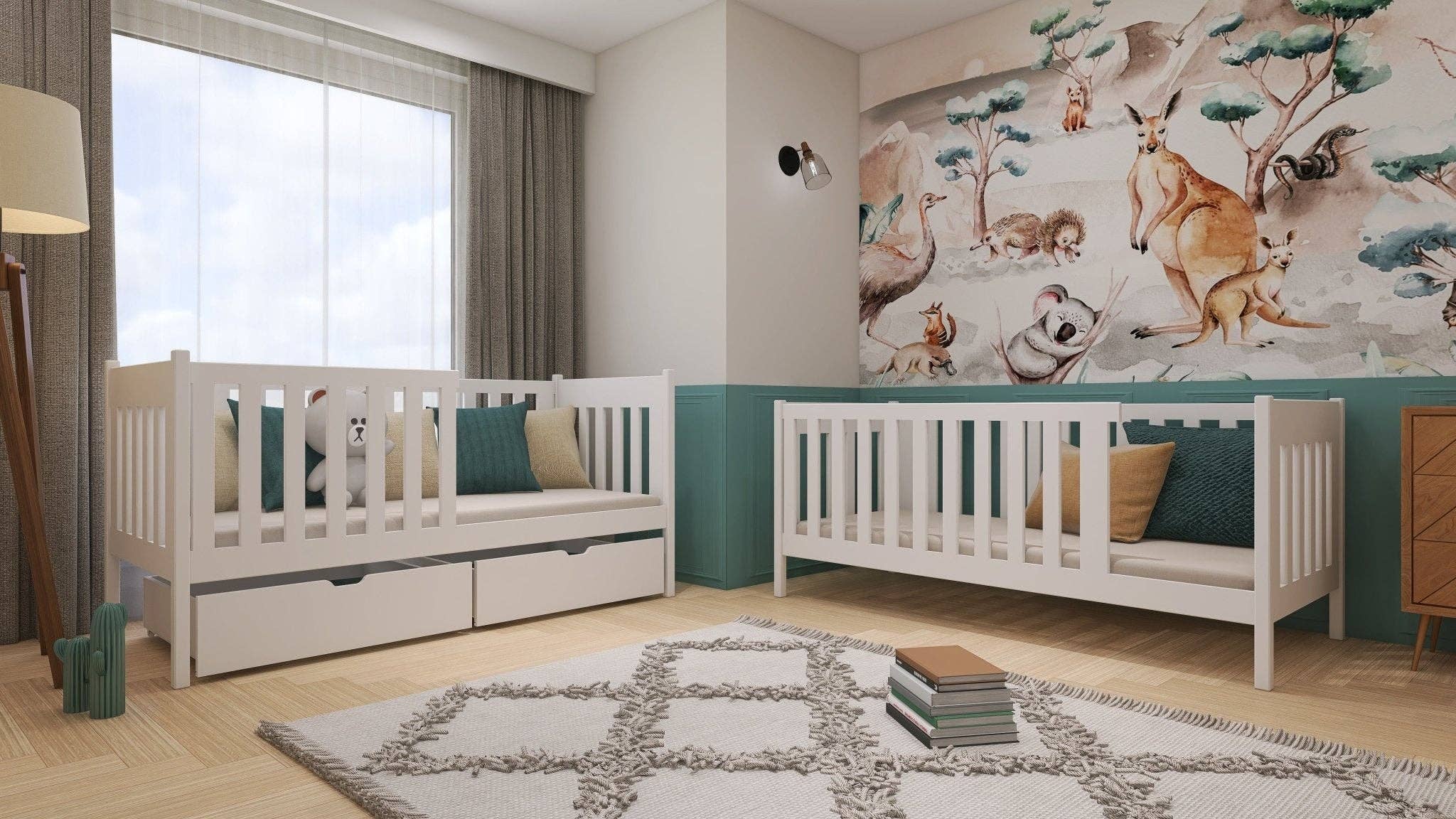 SCANDINAVIAN STORIES by MARTON - Vendita all'ingrosso Letto - Bambini e neonati - Letto a castello Damon / 2 letti singoli 90 x 200 cm con contenitori2