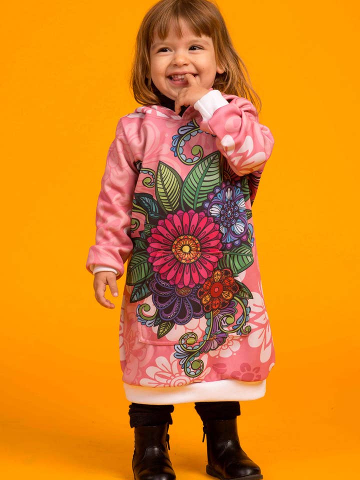 Children's Flowered Sweatshirt Dress | CAN-VESTN.06 for wholesale by Fishikii