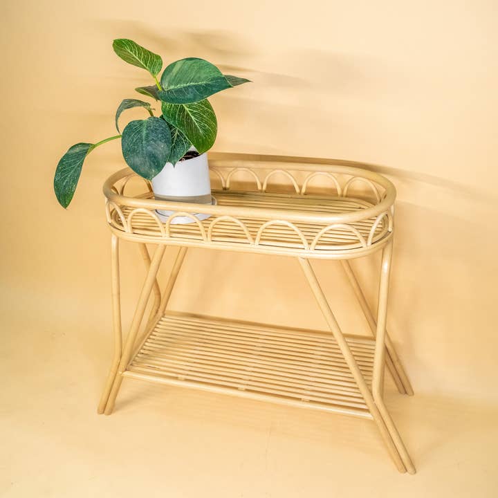 MOMIJI - Wholesale Plant Pot Stand - Handcrafted - Sage Planter Display Rack - Rattan Wicker8