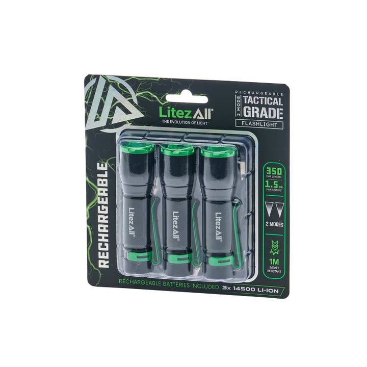 LitezAll - Wholesale Flashlight - LitezAll® Rechargeable EDC Tactical Grade Flashlight 3 Pack23