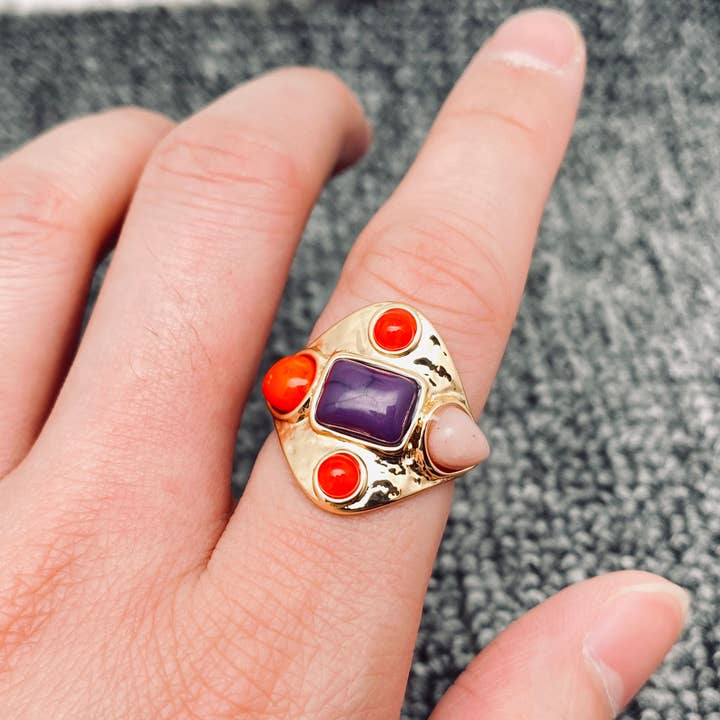 Mio Queena - Wholesale Cocktail/Statement Ring - Multi-style Vintage Inlaid Stone Rings - CS