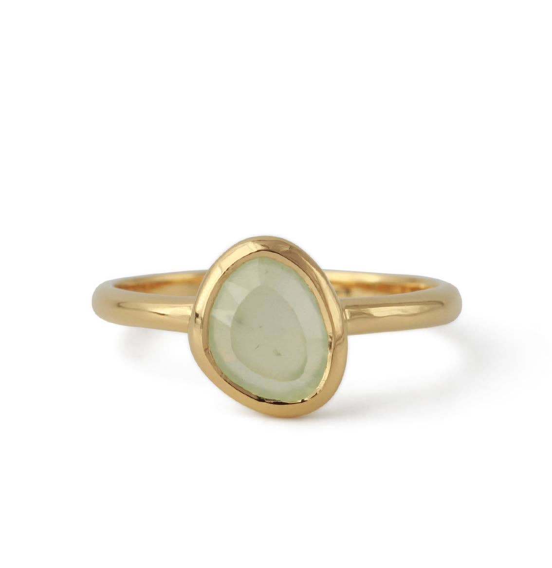 Campur GmbH - Wholesale Single Stone/Solitaire Ring - Gold-plated silver ring with prehnite | fine sparkle
