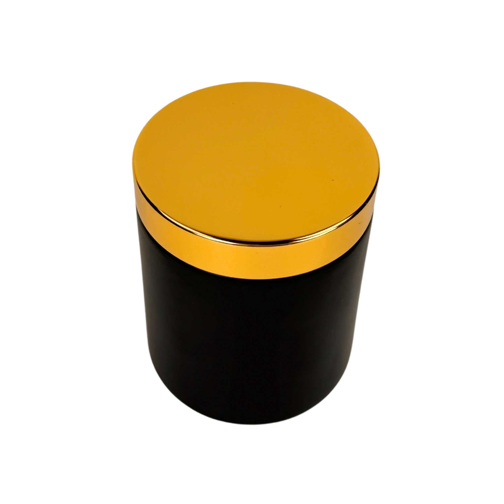 The Bottle Shoppe - Wholesale Jar - 8oz Black Matte Glass Straight Sided Jar with Gold Lid 2