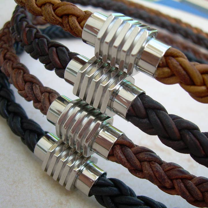 Urban Survival Gear USA - Venta al por mayor Joyería - Hombre - Collar de piel para hombre, collar para hombre, joyería para hombre, cierre magnético de acero inoxidable, padrinos de boda, día del padre, regalo para hombre, novio