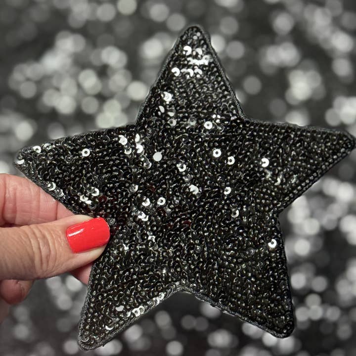 sequinandstiches - Wholesale Patch - Star Patch, Sequin Star Patch, Black 5" Sequin Star Patch, Iron on Patch, DIY, Trucker Hat Patch, Preppy Patch Trendy Patch Patch, Sequin Star