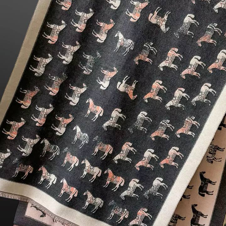 Westrian International - Wholesale Scarf - Women's - “Winter Horses” Equestrian Western Scarf2