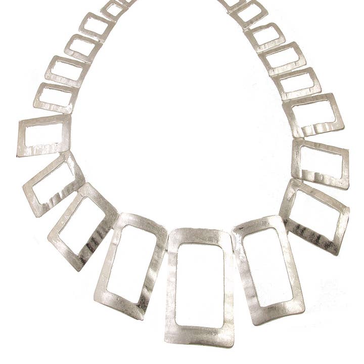 Rectangle Necklace, Antique Silver & Gold, Magnetic Clasp for wholesale by Origin Jewelry