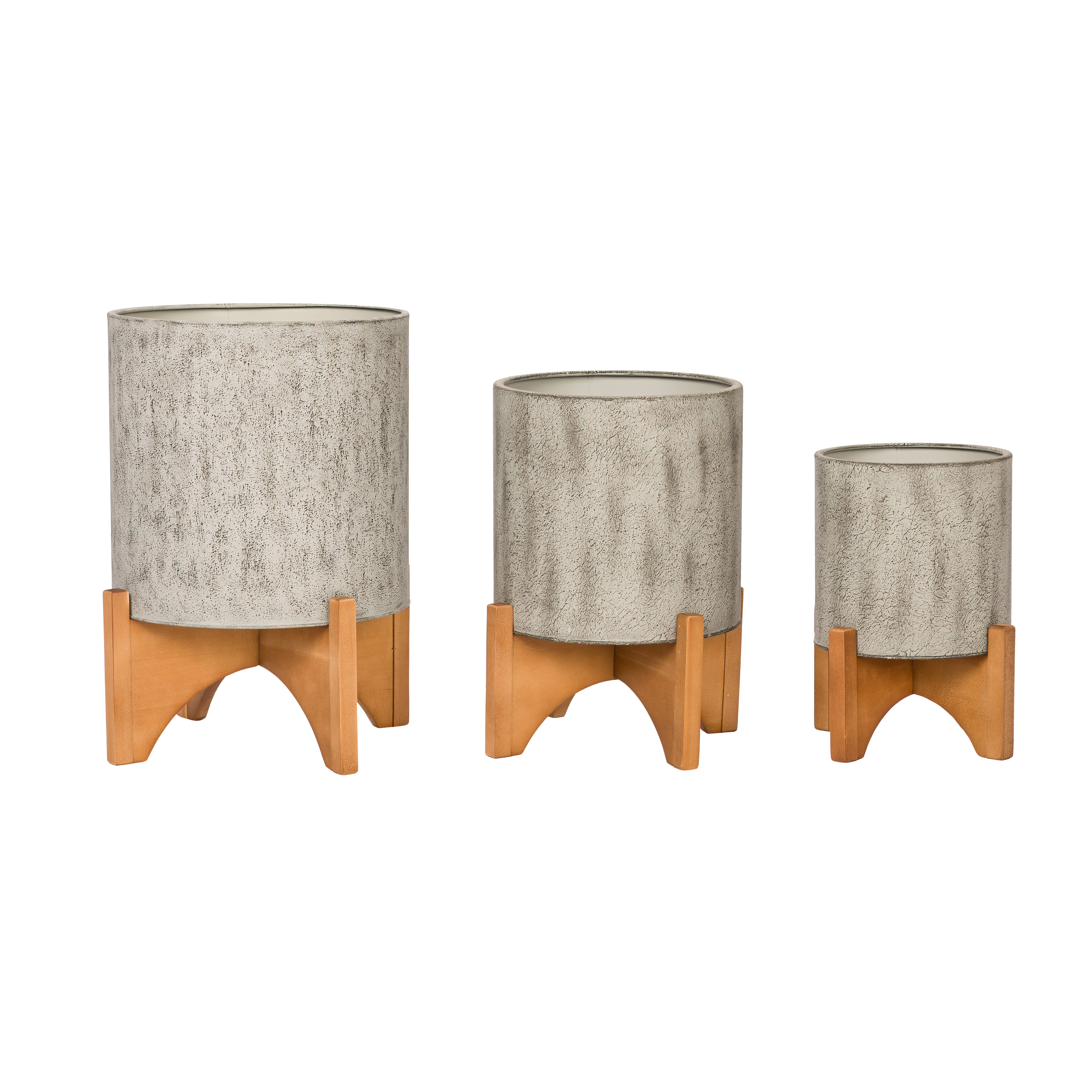 Aspire Home Accents - Vente Pot - Abigail Métal Gris Pot Rond - Série SelectBase1