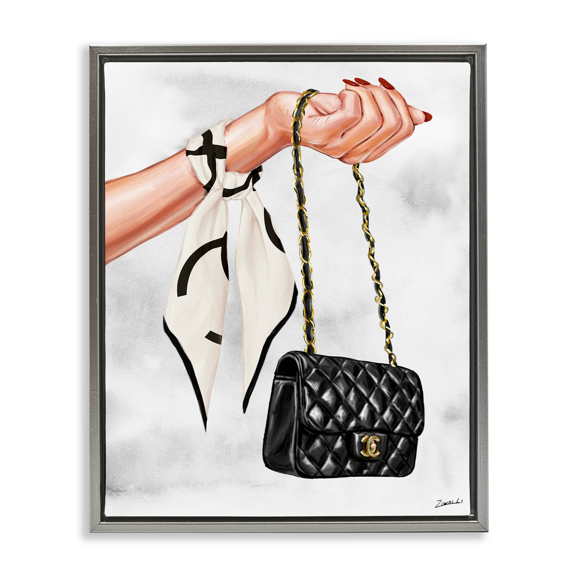 Stupell Industries – wholesale Wall decor – Kids & Baby – Black Handbag on Wrist Floater Framed Art18