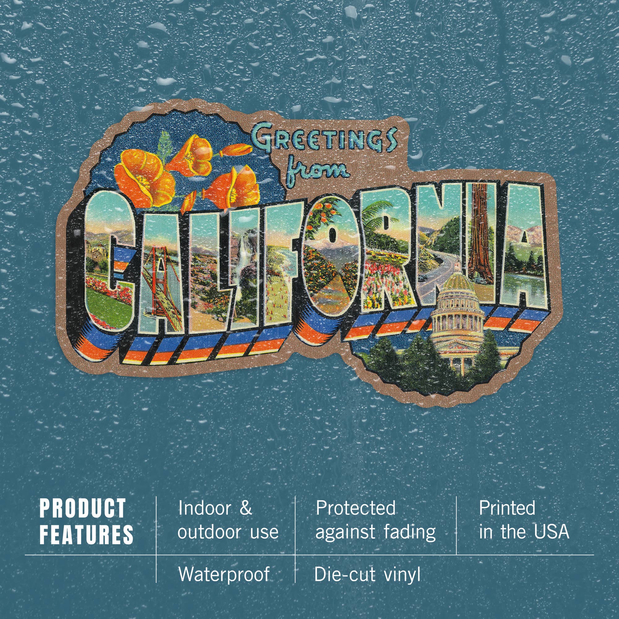 Lantern Press - Venta al por mayor Pegatina - STICKER Saludos desde California3