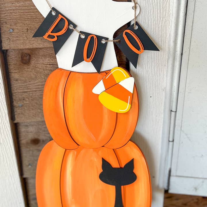 OBX Prep - Wholesale Outdoor Sign - Hand Painted Halloween Porch Leaner – Birch Wood Ghost, Pump2