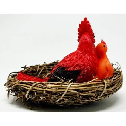 REMOVED BRAND - Wholesale Decorative Figurine - Cardinal Family in Nest