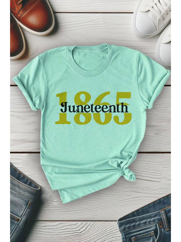 Top Avenue - Wholesale Screen Printed T-Shirt - Women's - Golden Juneteenth, Unisex Round Neck T-Shirt5