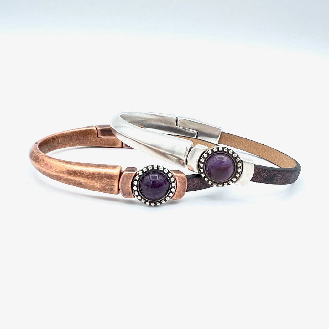 Montana Leather Designs - Wholesale Cuff Bracelet - MG Gemstone Magnetic Half Cuff4