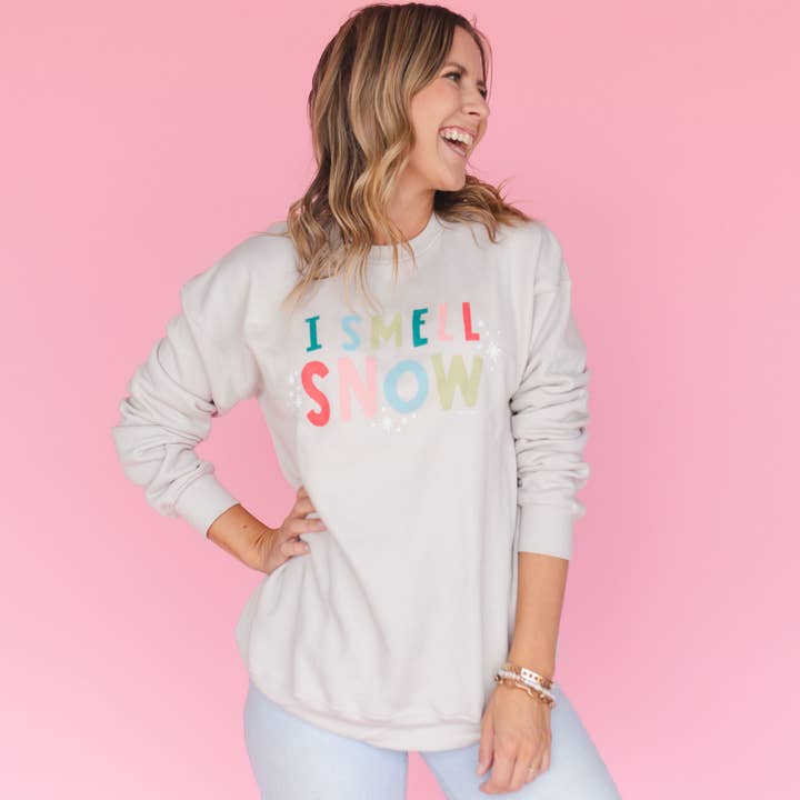 I Smell Snow Sweatshirt - Heather Dust for wholesale by Pippi Post