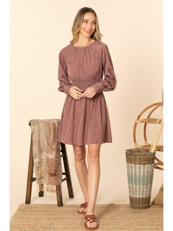 Malva EP-DR27606 Vestido campesino de manga larga floral de venta al por mayor en Faire6