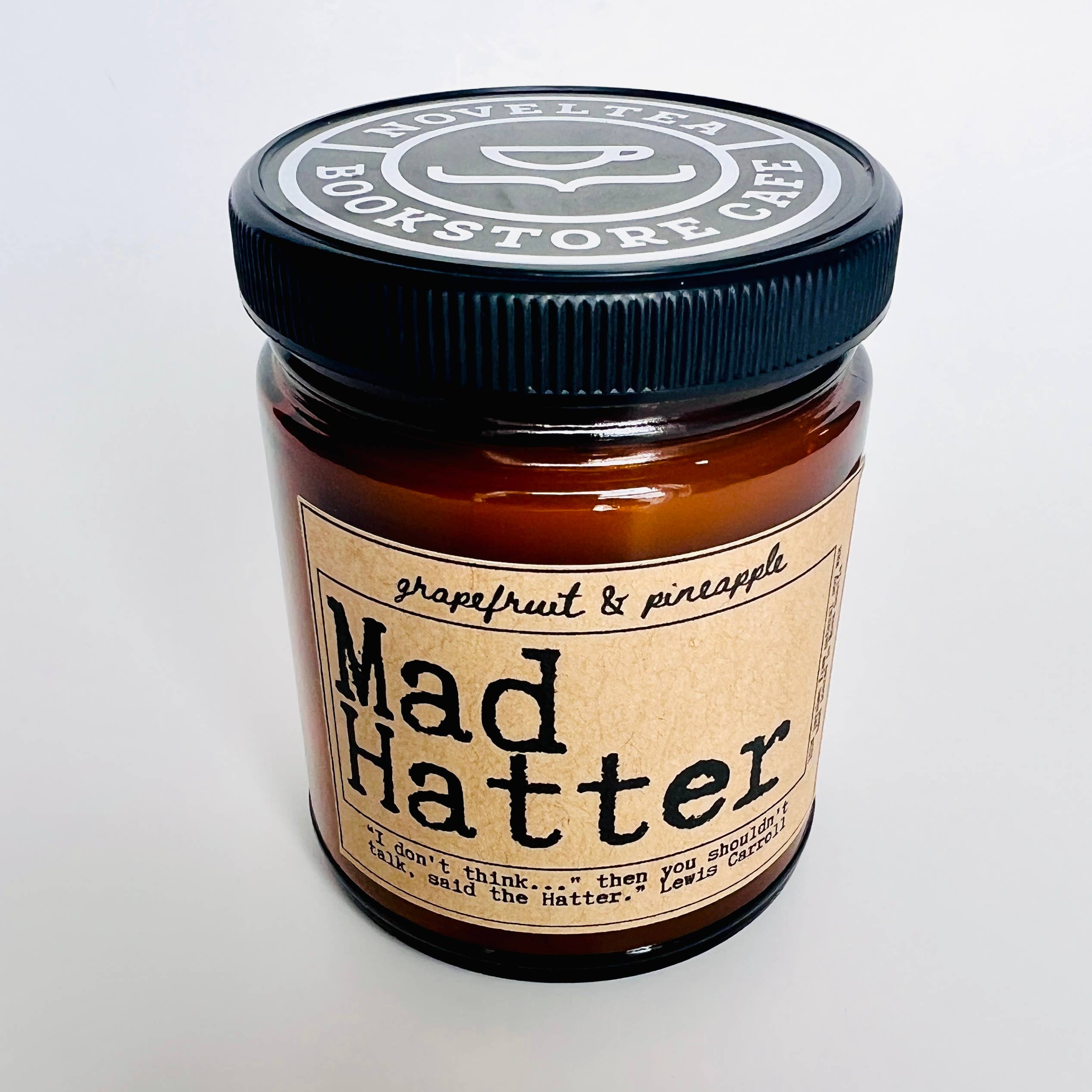NovelTea Bookstore & Gifts - Wholesale Jar/Filled Candle - Mad Hatter  - Grapefruit and Pineapple Scented Candle7