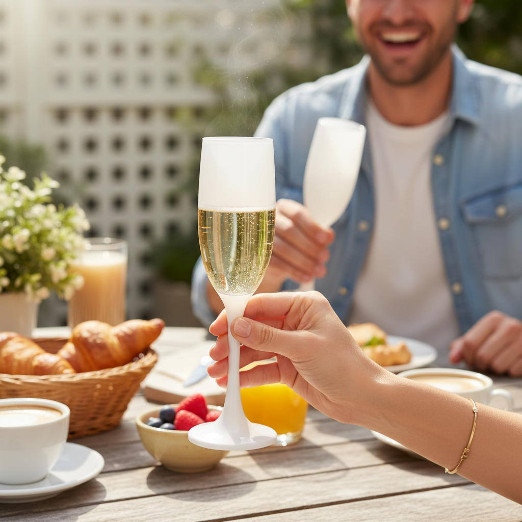 Kadra Kitchenware - Vente Flûtes de champagne - Vikko Decor - Flûte à champagne, blanc mat, 6 oz1