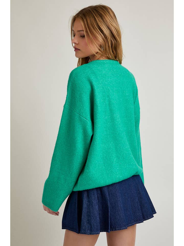 LE LIS - Wholesale Cardigan - Women's - LONG SLEEVE CREW NECK SWEATER CARDIGAN74