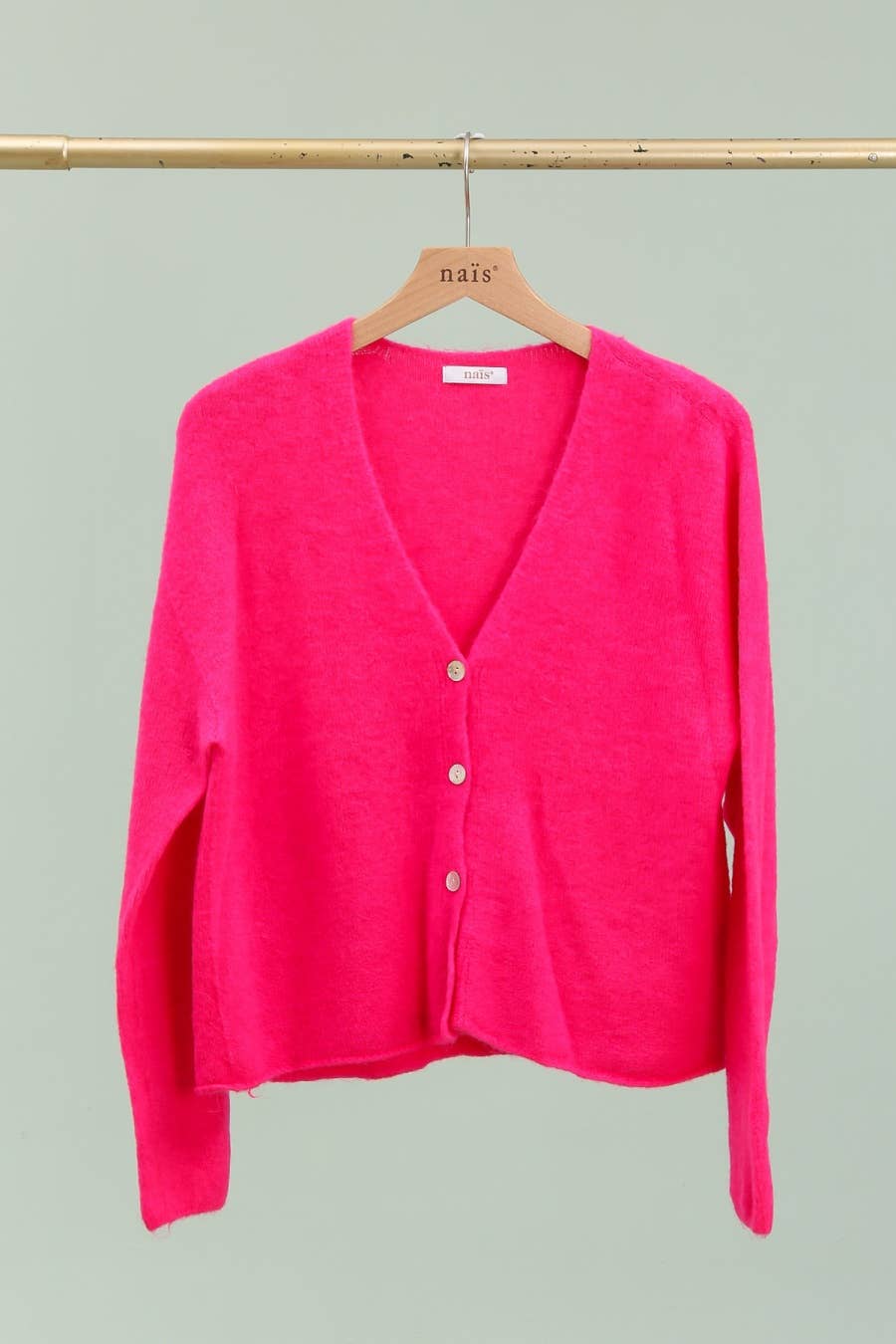 NAÏS PARIS – wholesale Kofta - Dam – Kort knappad V-ringad kofta i alpaca och ull8