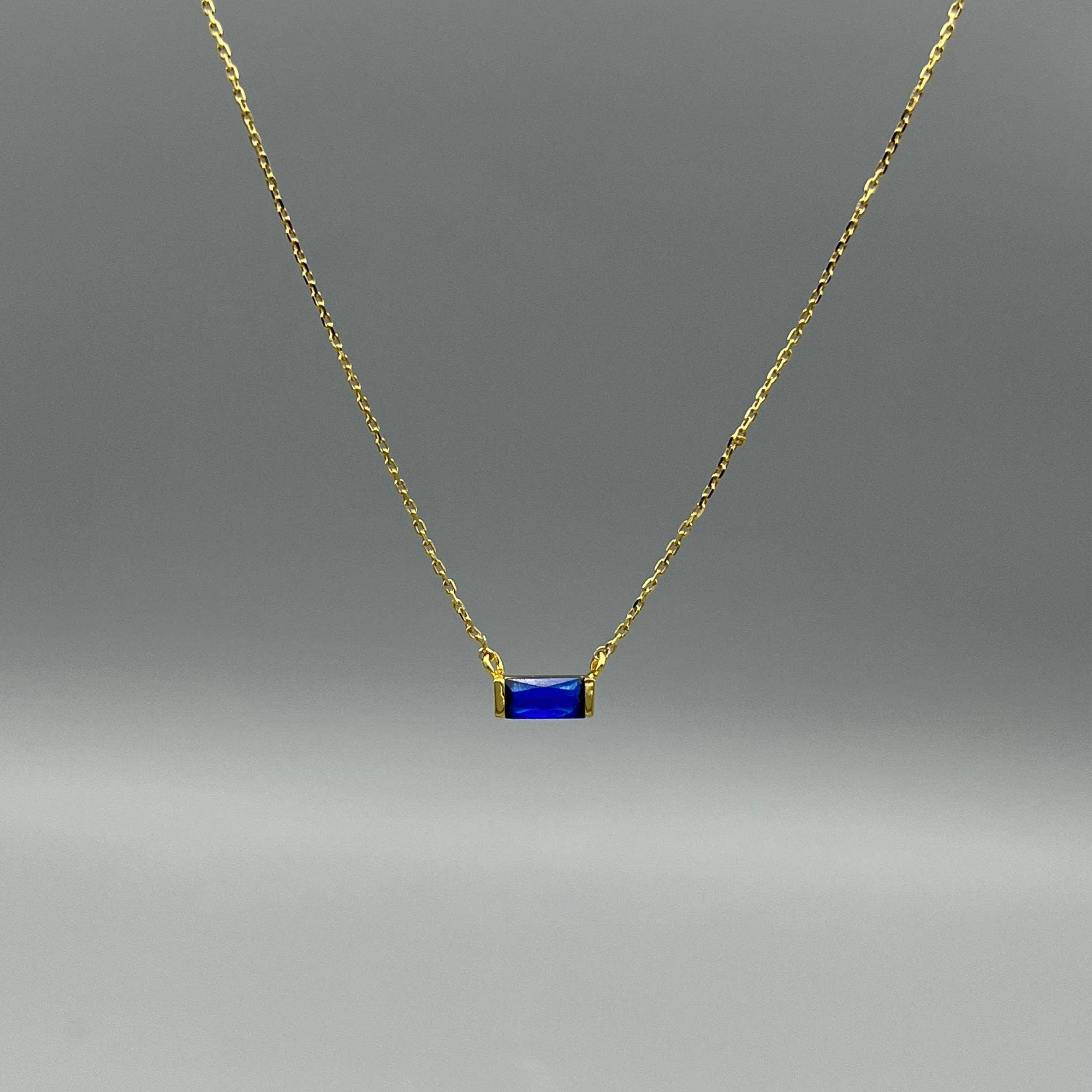 Something Silver - Wholesale Pendant/Charm Necklace - Gold Baguette Birthstone Necklace8