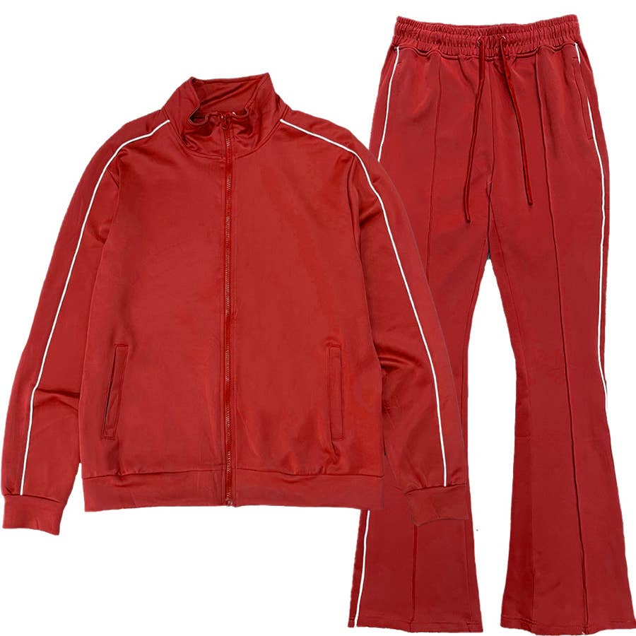 WEIV - Wholesale Tracksuit - Men's - Mens Stacked Flare Track Suit SET 4