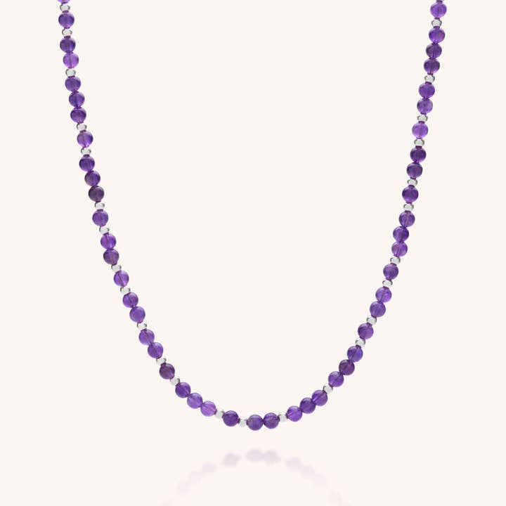 Collana con Ciondolo di Perline e Pietra Portafortuna - Febbraio per la vendita all'ingrosso da parte di Nellou