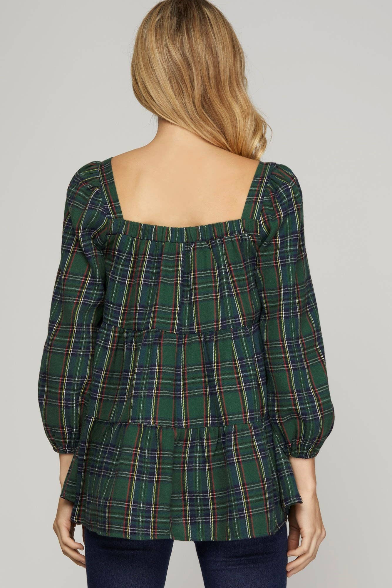 Peace Love Line - Wholesale Blouse - Dames - PL4655 - GEWEVEN TOP MET GERUITE PRINT EN VIERKANTE HALS7