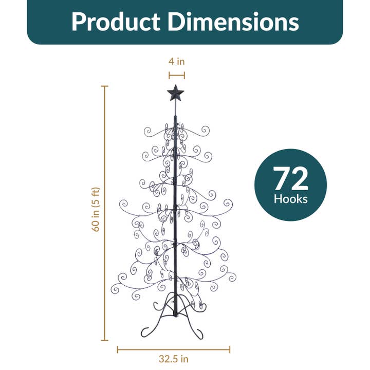 Sunnydaze Decor - Wholesale Christmas Decoration - Noelle Indoor Black Metal Christmas Ornament Tree - 5 ft6