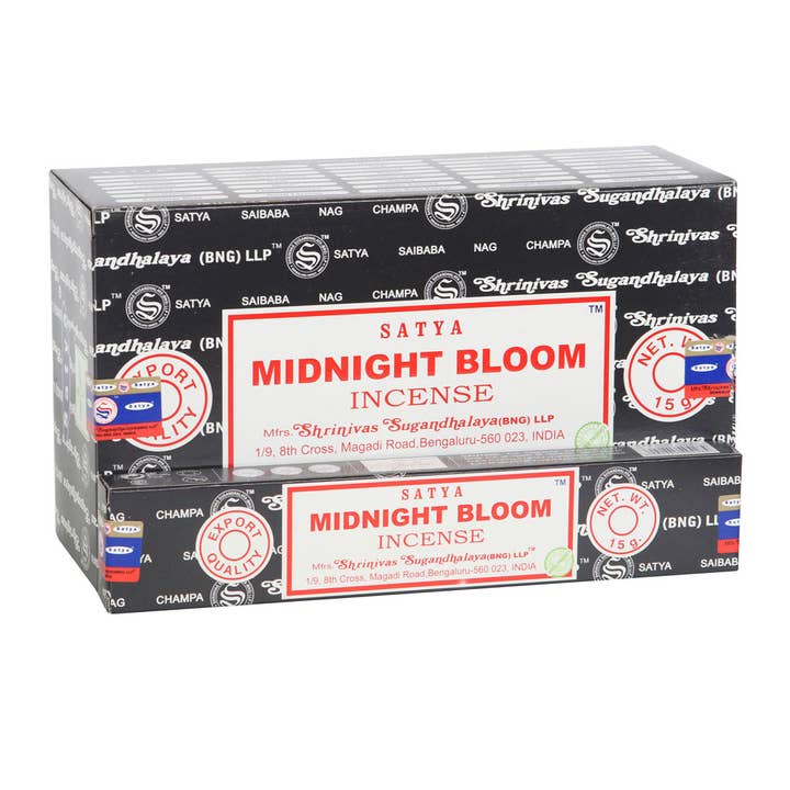 12 Packs of Midnight Bloom Incense Sticks by Satya for wholesale by Something Different Wholesale
