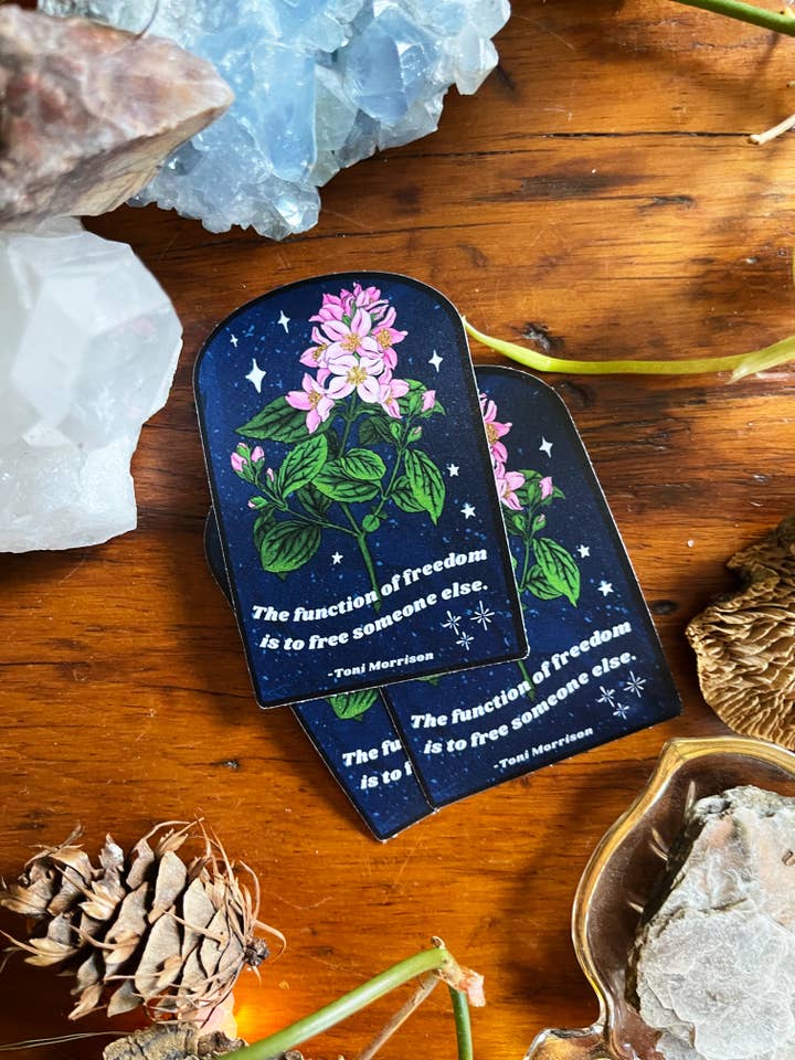 Toni Morrison Sticker: The function of freedom for wholesale by Fabulously Feminist